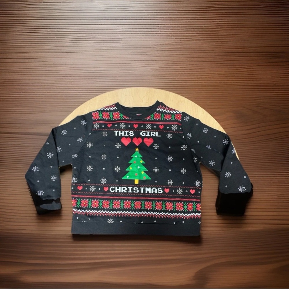 Holiday Time Black Christmas Tree “Ugly” Sweatshirt